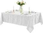 Newbridge Barcelona Luxury Damask Fabric Tablecloth, 70” Extra Wide x 90” Rectangle, White, 100% Polyester, No Iron, Soil Resistant Dining Room, Party and Banquet Table Cover