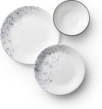Corelle Vitrelle 18-Piece Service for 6 Dinnerware Set Triple Layer Glass and Chip Resistant, Lightweight Round Plates and Bowls Set, Indigo Speckle