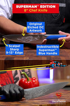 Dalstrong Knife Set-2pc- DC SUPERMAN™ Licensed Edition-8" Chef Knife & 4" Paring Knife-Premium German Stainless Steel-POM Handle Kitchen Knife Set-Leather Sheaths