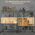 Himimi 4-Tier Heavy Duty Steel Wire Rack Storage Shelving, Adjustable Metal Storage Shelves with Wheels, 72''H Wire Shelf for Kitchen Garage Basement Pantry Organization, 18" D×36" W×72" H-Silver