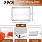 E-far Small Baking Sheet with Wire Rack (2 Pans + 2 Racks), Stainless Steel Cookie Sheets Trays & Cooling Rack for Toaster Oven, Non Toxic & Warp Resistant, Oven & Dishwasher Safe, 10.5 x 8.3 x 1 Inch