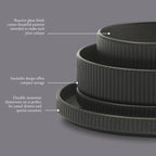 Gibson Elite Deerfield 16-Piece Stoneware Dinnerware Set – Matte Black Reactive Glaze Plates and Bowls, Stackable, Modern Design, Service for 4 – Microwave & Dishwasher Safe