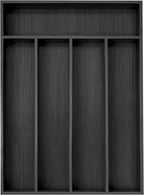 Bamboo Silverware Holder - Drawer Organizer with 5 Slots (Black)