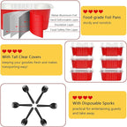 120pack 5oz Mini Cake Pans with Lids,LNYZQUS Foil Cupcake Cups Small Brownie Baking Tins,Square Disposable Ramekins Cheesecake Containers for Christmas-Red
