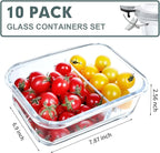 VERONES 10 Pack Glass Meal Prep Containers 2 Compartment Set, 30 OZ Airtight Glass Lunch Containers, Glass Food Storage Containers with Lids, for Microwave, Oven, Freezer & Dishwasher Friendly，Grey
