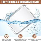 12 Pcs Baking Sheet Pan Set 9 x 6.7 x 1 Inches Cookie Sheet Small Toaster Oven Pans Stainless Steel Tray Barbecue Grill Pan Rectangle Trays Oven, Non-stick, Easy Clean