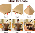 100 Count #4 Cone Coffee Filters 8-12 Cup, Natural Coffee Filters 4 Cone Paper fits for Pour Over and Drip Coffee Maker, Unbleached, Chlorine Free