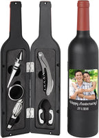 Let's Make Memories Personalized Photo 5-Piece Wine Tool Set - Wine Bottle Opener - Black