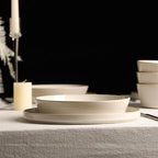 Stone Lain Claire 8-Piece Pasta Bowl Set Stoneware, Bowls, Dishwasher and Microwave Safe, Dish Set for 8, White