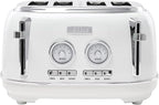 Haden Dorset 4 Slice Wide Slot Stainless Steel Toaster with Adjustable Browning Control & Non-Slip Feet, Ivory & Chrome