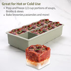 1/2 Cup Silicone Freezer Tray With Lid - Silicone Freezer Molds 4-Pack For meal prep & freezing of various sauces and other dishes, makes 32 perfect 1/2 cup portions cubes (Green 4 Pack)