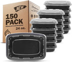 Freshware Meal Prep Containers [150 Pack] 1 Compartment with Lids, Food Storage Containers, Bento Box, BPA Free, Stackable, Microwave/Dishwasher/Freezer Safe (24 oz)