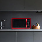 Farberware 1.1 Cu. Ft. Countertop Microwave Oven – 1000 Watts Power, Auto Cook Settings, Defrost, Easy Clean and Child Safety Lock - Metallic Red