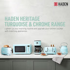 Haden 12 Cup Programmable Drip Coffee Maker Coffee Machine Bundled with Heritage 4 Slice Wide Slot Stainless Steel Toaster, Turquoise & Chrome