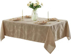 Newbridge Barcelona Luxury Damask Fabric Tablecloth, 70” x 70”, Square, Golden Beige, 100% Polyester, No Iron, Soil Resistant Dining Room, Party and Banquet Table Cover