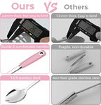 14-in Pink Cooking Spoons Set, Heavy Duty 18/0 Stainless Steel Large Serving Spoons Set, Slotted Spoon, Cooking Spoon & Soup Ladle, Commercial and Residential Use, Pack of 3