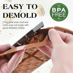 1 Pc Chocolate Bar Mold Deep Dubai Stuffed Silicone Molds for Filling Knafeh Pistachio Chocolate Bar and Wax Melts Rectangle Thick Candy Bar Molds Break Apart (Pyramid）