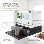 Yamazaki Home Tower Kitchen Countertop Organizer Appliance Stand With Drawer And Pull-Out Shelf - Steel