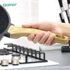 GiPP Nonstick Deep Frying Pan - 11 Inch Saute Pan with Lid Granite Induction Cookware, 4.5Qt Non Stick Woking Pan Skillet, PFOA PFOS APEO Free, Grey