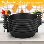 Mini Cast Iron Skillets 7 x 7 x 1.7 Inch Cast Iron Pan Small Ramekin Set Black Casserole Dish Cookware Oven Safe Mini Skillets for Kitchen Indoor Outdoor Picnic (6 Pack)