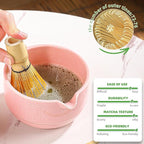 Matcha Tea Set, 5-Piece Ceramic Matcha Bowl & Whisk Kit with Cute Cat Pattern, Traditional Japanese Chawan, Scoop & Sifter, Perfect for Tea Ceremony, Gift for & Tea Lovers (pink)