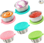 6x1.6 Oz Salad Dressing Containers With Lids, Small Leakproof Reusable Stainless Steel Salad Dressing Container To Go For Lunch Boxes,Sauce containers, Picnics,Travel Meal Prep And Kitchen Storage.
