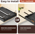 1 Pack Pull Out Drawers for Cabinets, Slide Out Drawer Expandable Width (12"-19") and Depth (17"-23") With 3 Slides, Fixed with Adhesive Film & Nail for Cabinets in Kitchen, Pantry or Bathroom - Black
