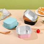 10oz Mini Cake Pans with Lids (40 Pack) Aluminum Foil Square Cupcake Liners Brownie Baking Cups,Disposable 4”x4” Large Cupcake Pan,Jumbo Muffin Tin Ramekins Holders