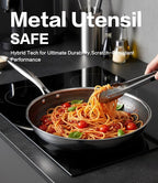 Non Stick Frying Pans with Lids, 10 Inch Fry Pan, Hybrid Large Frying Pan with Lid, Nonstick Skillet Stainless Steel, Dishwasher & Oven-Safe, Induction Compatible Cooking Pan