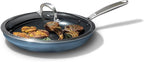 OXO Enhanced 12” Nonstick Frying Pan Skillet with Lid, Ceramic PFAS-Free Cookware, Stainless Steel Handle, Eggs & Omelets, Dishwasher & Oven Safe, Storm Blue