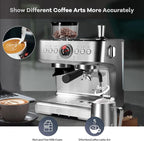 Garvee Espresso Machine with Grinder & Milk Frother, 20 Bar Professional Pressure & 95Oz Large Water Tank, Semi-Automatic Coffee Maker for Cappuccino/Latte/Macchiato, Design for Home Barista