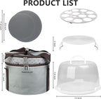 TMRIOPELP Tall Cake Carrier with Lid and Handle Insulated Cake Container Cake Transport Carrier Ideal for Pies Cupcakes and Pastries Perfect for Safe and Secure Cake Delivery (Grey, 12 inch)