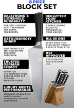 Dalstrong Knife Block Set-8pc-Vanquish Series-Forged High Carbon German Steel-Kitchen Knife Set-Premium Wood Block-Black POM Handle-NSF Certified-Men's Valetines Gift
