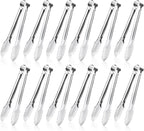12 Pack Small Serving Tongs,XEVOM Stainless Steel Sugar Tongs Mini Appetizers Tongs Mental Kitchen Tongs for Serving Food (5inch)