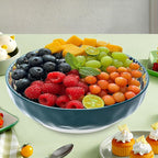 Large Serving Bowls, 75 Oz Fruit Salad Bowls, Bohemian Style Large Porcelain Dishes for Entertaining Parties,Big Bowls for Eating Soup, Salad, Pasta, Fruit, Chips, 10.3 Inch Diameter (green)