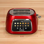 Toaster 2 Slice Smart Touch Screen, Retro 1.5'' Extra Wide Slot Stainless Steel Digital Bread Toaster with Memory Function, Bagel, Defrost, 6 Browning Levels and Removable Crumb Tray, Red
