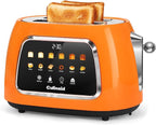 Toaster 2 Slice Smart Touch Screen, Retro 1.5'' Extra Wide Slot Stainless Steel Digital Bread Toaster with Memory Function, Bagel, Defrost, 6 Browning Level and Removable Crumb Tray, Orange