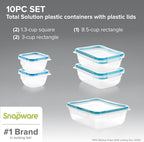 Snapware Total Solution 5-Pack (Mixed Sizes) Plastic Food Storage Containers Set, Leakproof & Airtight Locking Lids Rectangular Tupperware, Non-Toxic BPA-Free Lids, Microwave Dishwasher Freezer Safe