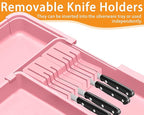 Utensil Drawer Organizer for Kitchen, Expandable Silverware Organizer Cooking Utensils Tray, Large Cutlery and Flatware Holder, Kitchen Tools & Gadgets Storage (Pink)