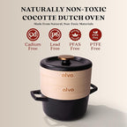 Alva Nori 2.6-Qt Enameled Cast Iron Dutch Oven Steamer Set – Made With No PTFE/PFOA/PFAS, Oven & Induction Safe – 3-Layer Enamel, No Seasoning Needed – Durable, Easy-Clean Cocotte with 2 Steamer Inserts
