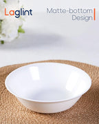 14 OZ (16 OZ MAX) White Opal Glass Cereal Bowl Set of 4, 6.5 inch Dishwasher & Microwave Safe Round Bowls for Soup, Salad and Rice