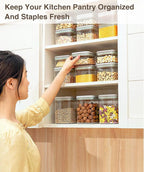 12 Pcs Pop Food Storage Containers Airtight Food Storage Containers Set with Lids Kitchen Pantry Organization and Storage, 3.4Qt, 2.8Qt, 2.1Qt, 1.2Qt