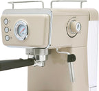 HADEN Barista Brew Espresso Coffee Machine, Stainless Steel Espresso Maker with Milk Frother and Steamer Function and 1.5L Water Tank, Putty & Copper