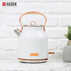 Haden Heritage 4 Slice Wide Slot Stainless Steel Toaster Bundled with 1.7 Liter Stainless Steel Electric Water Kettle, Ivory & Copper