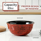 Hasense Ceramic Salad Bowl, 60 Ounces Large Serving Bowls, 8.5 Inch Soup Bowls Set of 2, Pasta Bowls for Ramen, Pho, Fruit, Housewarming, Wedding Gifts, Microwave Dishwasher Safe, Red