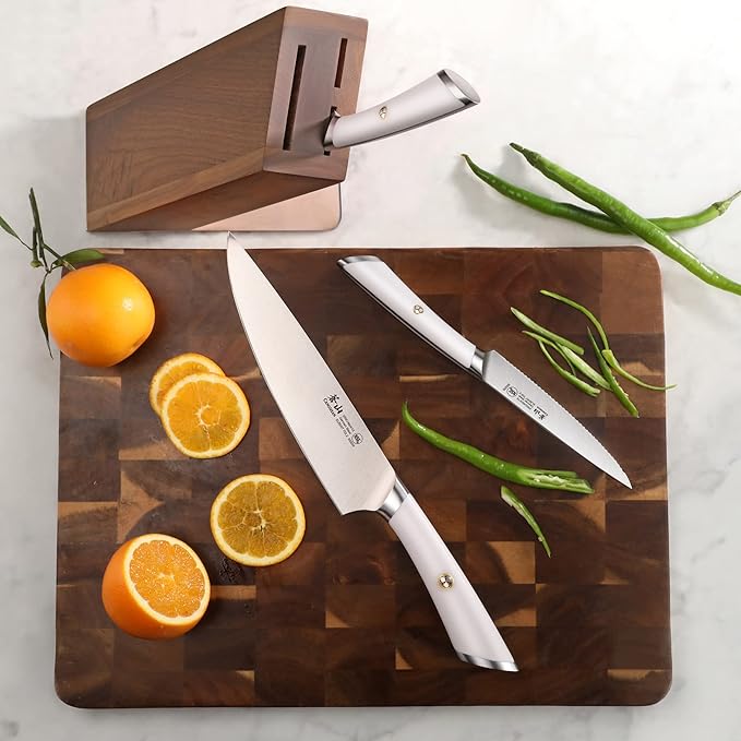 Cangshan ELBERT Series German Steel Forged 4-Piece HUA Knife Block Set, Acacia (White)