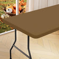 homing Rectangle Table Cloth Cover, Waterproof Polyester Elastic Fitted Tablecloth, Fits for 5 Foot Folding Tables, Washable Table Protector for Picnic, Camping, Outdoor (Brown, 30" x 60")