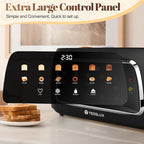 4 Slice Toaster with Touch Screen Control, 1.5" Wide Long Slots, 6 Browning Levels & 6 Bread Types, Digital Timer, Memory, Defrost, Reheat (BLACK)