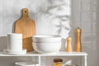 Salad Bowls, 120 OZ(10") Large Serving Bowls Set of 2, Ceramic White Serving Bowls for Salad, Soup, Pasta and Dinner, Large Porcelain Bowl Set for Entertaining with Black on the Rim