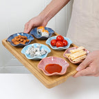 Dipping Bowls Set of 6, Ceramic Soy Sauce Dishes, 2 oz Dipping Sauce Cups, chrysanthemum Round Small Side Dish Dishes for Dipping Sushi Tomato Soy Sauce Dish